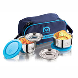 NanoNine Tiffiny Mid Day 260 ml X 2 Double Wall Insulated Stainless Steel Lunch Box, Royal Blue.