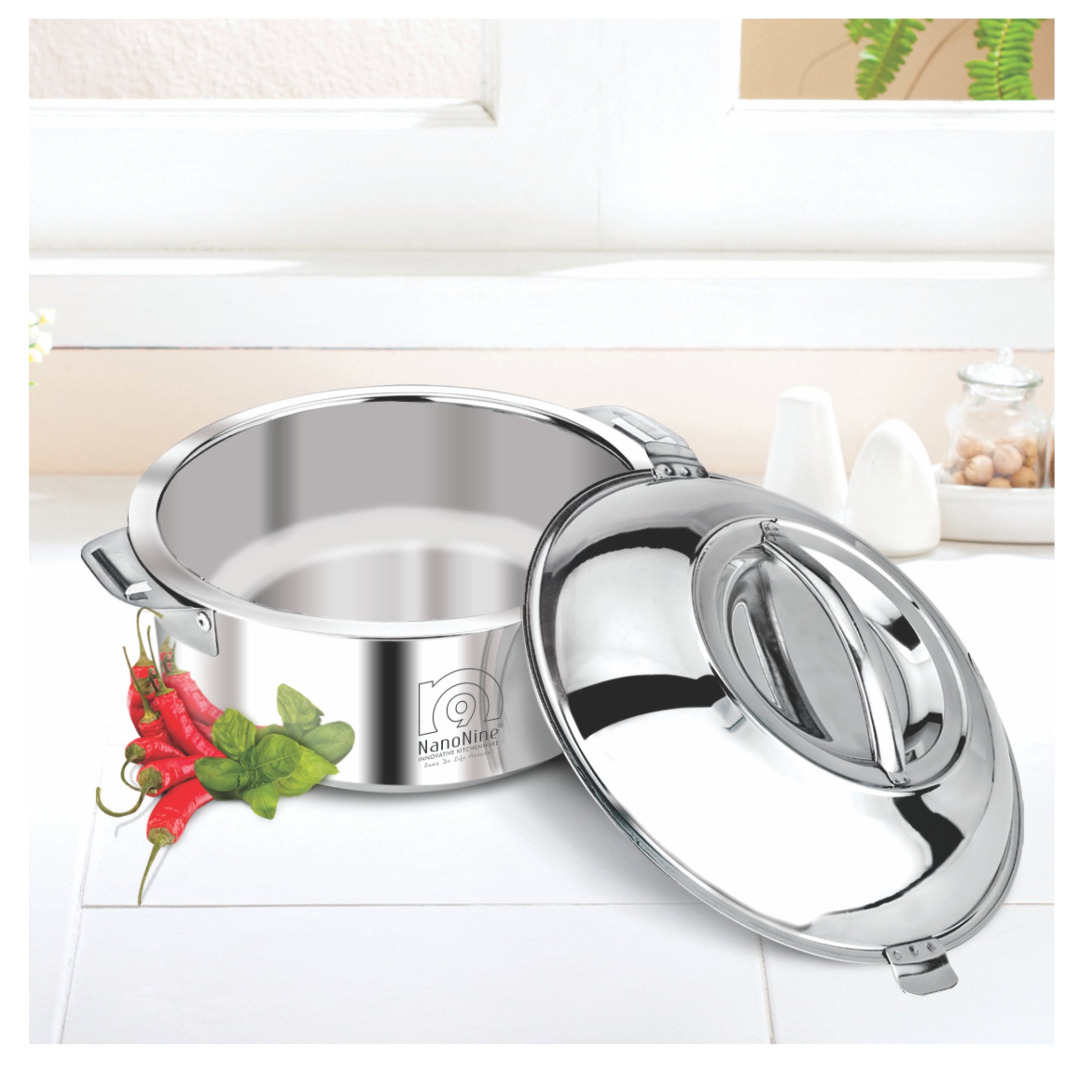 NanoNine Hot Chef Double Wall Insulated Hot Pot Stainless Steel Casserole with Steel Lid