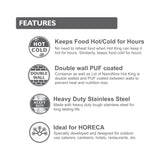 NanoNine Hot King 10 L Double Wall PUF Insulated Stainless Steel Serving Pot with Steel Insulated Lid.