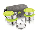 NanoNine Tiffiny Small Pro 375 ml X 4 Double Wall Insulated Stainless Steel Lunch Box.