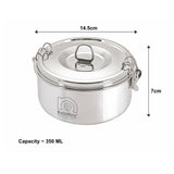 NanoNine Clip-On 350 ml X 3 Double Wall Insulated Stainless Steel Lunch Box with Bag.