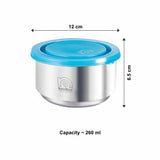 NanoNine Tiffiny Mid Day 260 ml X 3 (Vertical)Double Wall Insulated Stainless Steel Lunch Box, Royal Blue.