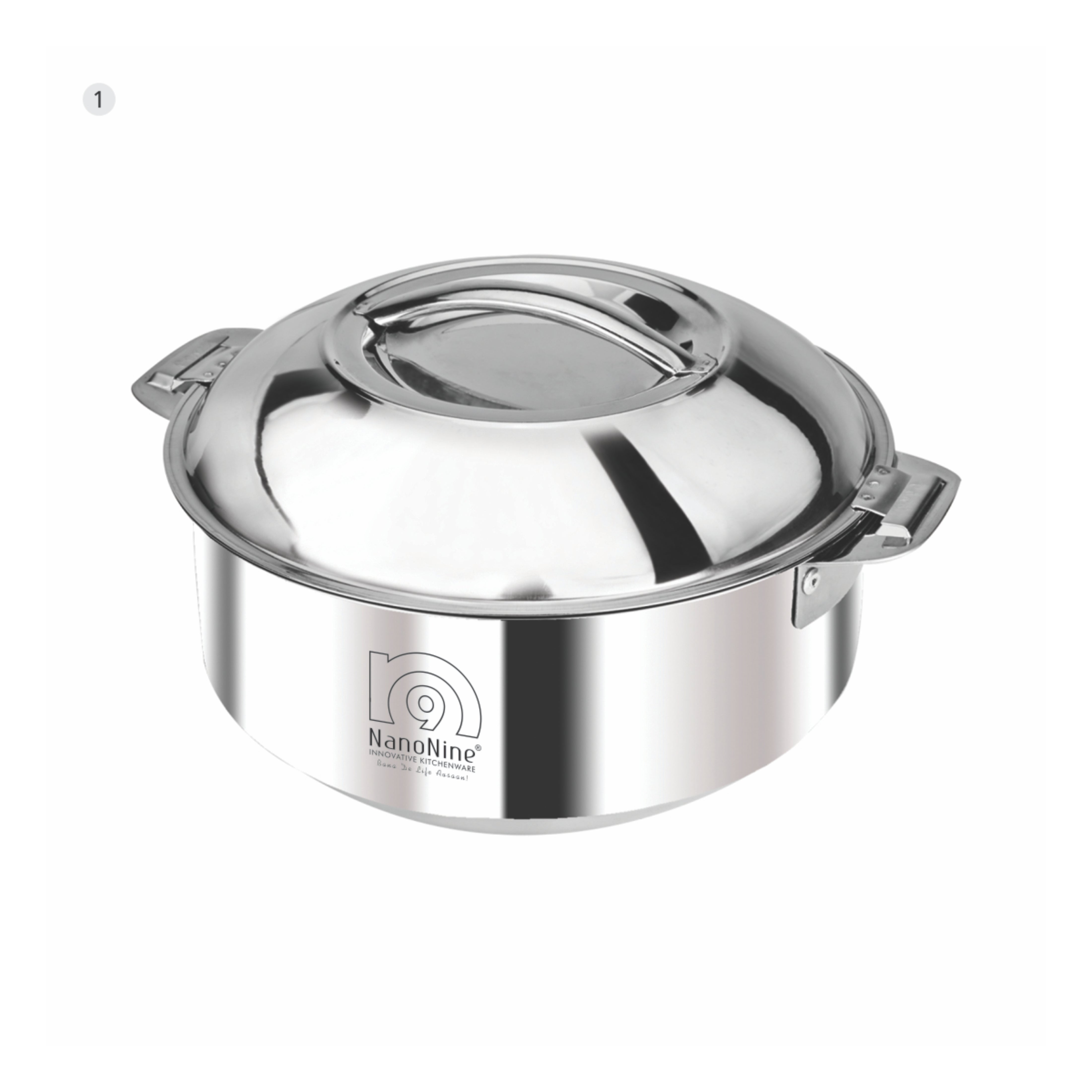 NanoNine Hot Chef Double Wall Insulated Hot Pot Stainless Steel Casserole with Steel Lid
