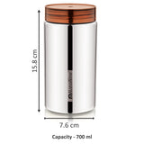 NanoNine Canistore 700ml Single Wall Stainless Steel Single Storage Container Capacity
