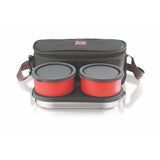 NanoNine Micro Steel Lunch Set: 2 Air-Tight (250ml X 2) Stainless Steel Containers, 1 Chapati Box, and Insulated Bag for Fresh and Delicious Meals On-the-Go