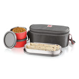 NanoNine Micro Steel Lunch Set: 2 Air-Tight (250ml X 2) Stainless Steel Containers, 1 Chapati Box, and Insulated Bag for Fresh and Delicious Meals On-the-Go