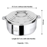 NanoNine Hot Galaxy 1.9 L Double Wall Insulated Stainless Steel Casserole with Steel Lid.