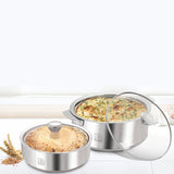 NanoNine Roti Saver 800 ml + 2.55 L Double Wall Insulated Stainless Steel Serve Fresh Chapati Pot with Glass Lid.
