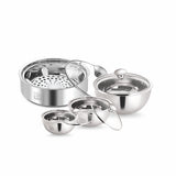 NanoNine Stainless Steel Meal Serve Gift Set No.3 (Roti Saver Small + Gravy Pot Nano, Mini, Small)