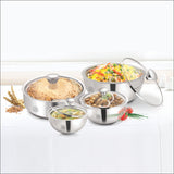 NanoNine Stainless Steel Meal Serve Gift Set No.3 (Roti Saver Small + Gravy Pot Nano, Mini, Small)