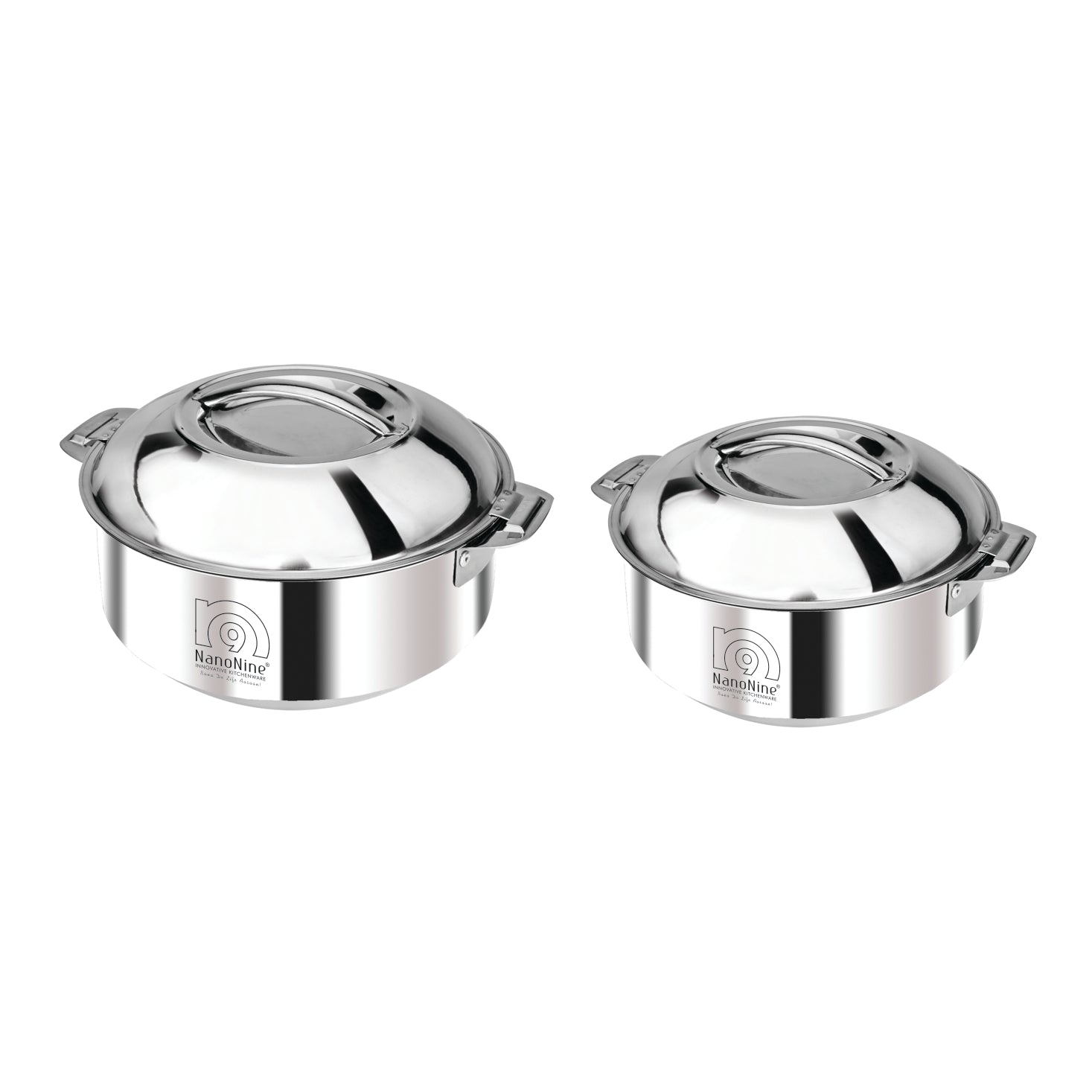 NanoNine Hot Serve 1.4 L + 1.9 L Double Wall Insulated Hot Pot Stainless Steel Casserole with Steel Lid.