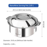 NanoNine Hot Chef Double Wall Insulated Hot Pot Stainless Steel Casserole with Steel Lid