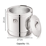 NanoNine Hot King 5 L Double Wall PUF Insulated Stainless Steel Serving Pot with Steel Insulated Lid.