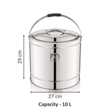 NanoNine Hot King 10 L Double Wall PUF Insulated Stainless Steel Serving Pot with Steel Insulated Lid.