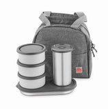 NanoNine Micro Steel Chapati Combo with Tumbler (3+2) Stainless Steel Containers 250ml x 3, 1 Chapati Box, with 1 Tumbler and Insulated Bag for Fresh and Delicious Meals On-the-Go