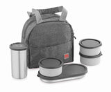 NanoNine Micro Steel Chapati Combo with Tumbler (3+2) Stainless Steel Containers 250ml x 3, 1 Chapati Box, with 1 Tumbler and Insulated Bag for Fresh and Delicious Meals On-the-Go