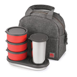 NanoNine Micro Steel Chapati Combo with Tumbler (3+2) Stainless Steel Containers 250ml x 3, 1 Chapati Box, with 1 Tumbler and Insulated Bag for Fresh and Delicious Meals On-the-Go