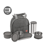 NanoNine Micro Steel Chapati Combo with Tumbler (3+2) Stainless Steel Containers 250ml x 3, 1 Chapati Box, with 1 Tumbler and Insulated Bag for Fresh and Delicious Meals On-the-Go