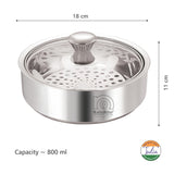 NanoNine Roti Saver Double Wall Insulated Stainless Steel Serve Fresh Chapati Pot with Glass Lid.