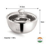 NanoNine Gravy Pot Double Wall Insulated Stainless Steel Serve Fresh Casserole with Glass Lid.