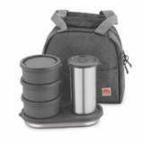 NanoNine Micro Steel Chapati Combo with Tumbler (3+2) Stainless Steel Containers 250ml x 3, 1 Chapati Box, with 1 Tumbler and Insulated Bag for Fresh and Delicious Meals On-the-Go