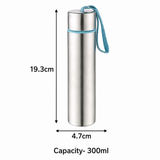 NanoNine Slim 300 ml X 2 Blue Single Wall Stainless Steel Fridge Water Bottle, Assorted Colour