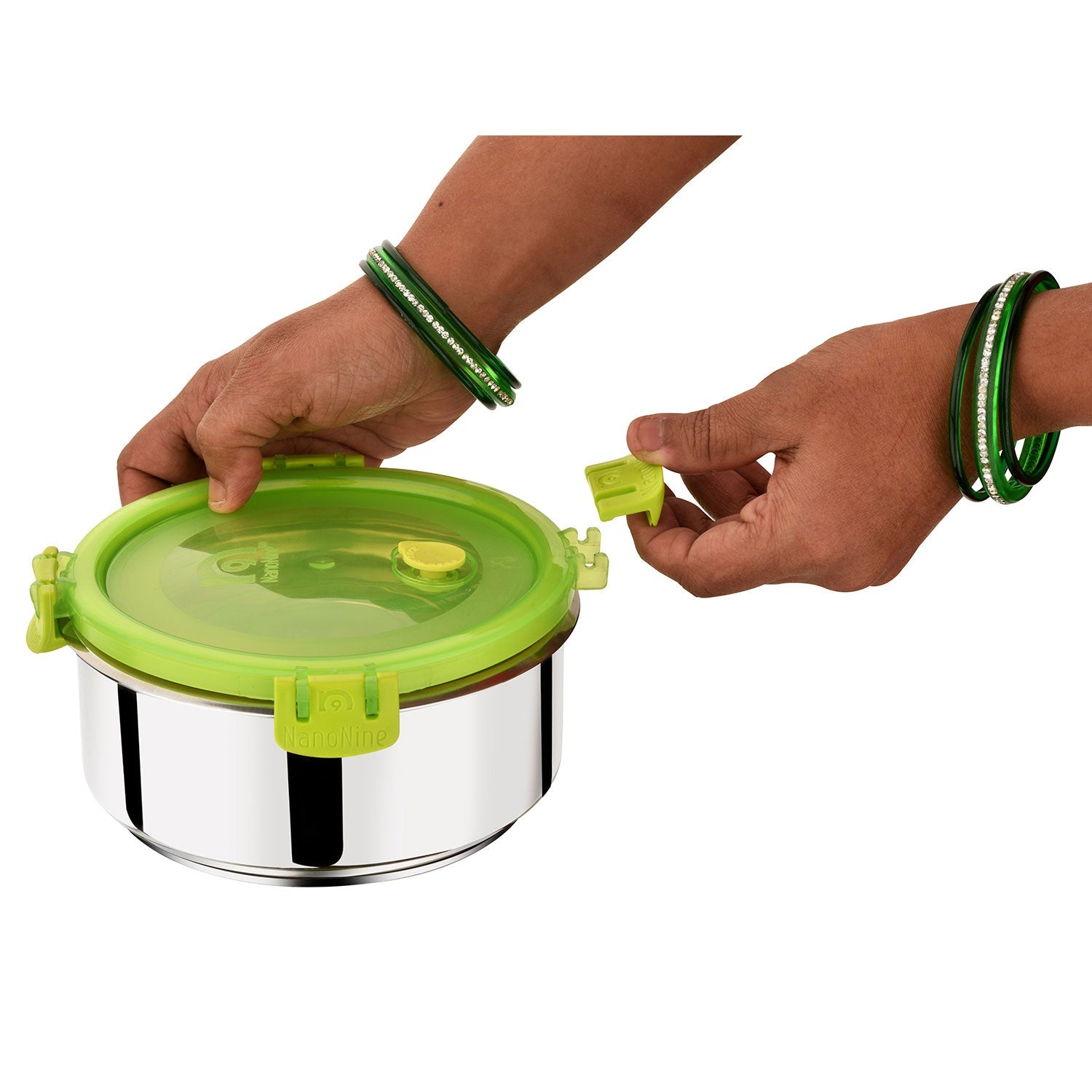 NanoNine Insulock Double Wall Insulated Stainless Steel Lunch Box Green