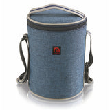 NanoNine Tiffiny Executive 325 ml X 2 + 225 ml Double Wall Insulated Stainless Steel Lunch Box with Bag, Denim Blue