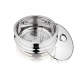 NanoNine Chapati Server Belly 2.65 L Double Wall Insulated Stainless Steel Serve Fresh Casserole with Steel Coaster and Glass Lid.