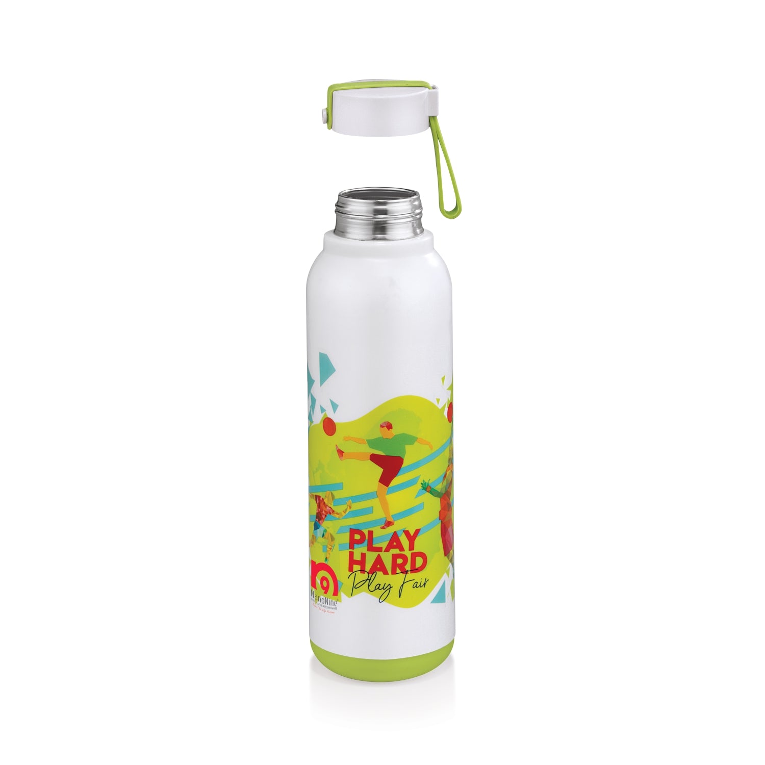 NanoNine Uni Steel 700ml (Play Hard Play Fair Green) Double Wall Insulated Stainless Steel Bottle.
