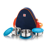 NanoNine Tiffiny Double Wall Insulated Stainless Steel Lunch Box with Insulated Bag, 225 ml, 3 pc