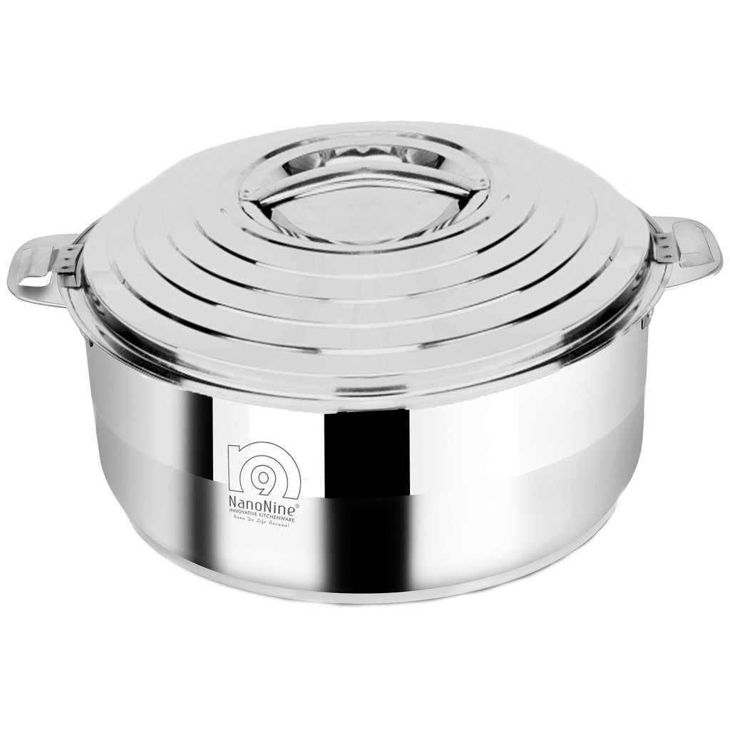 NanoNine Hot Galaxy 2.57 L Double Wall Insulated Stainless Steel Casserole with Steel Lid.