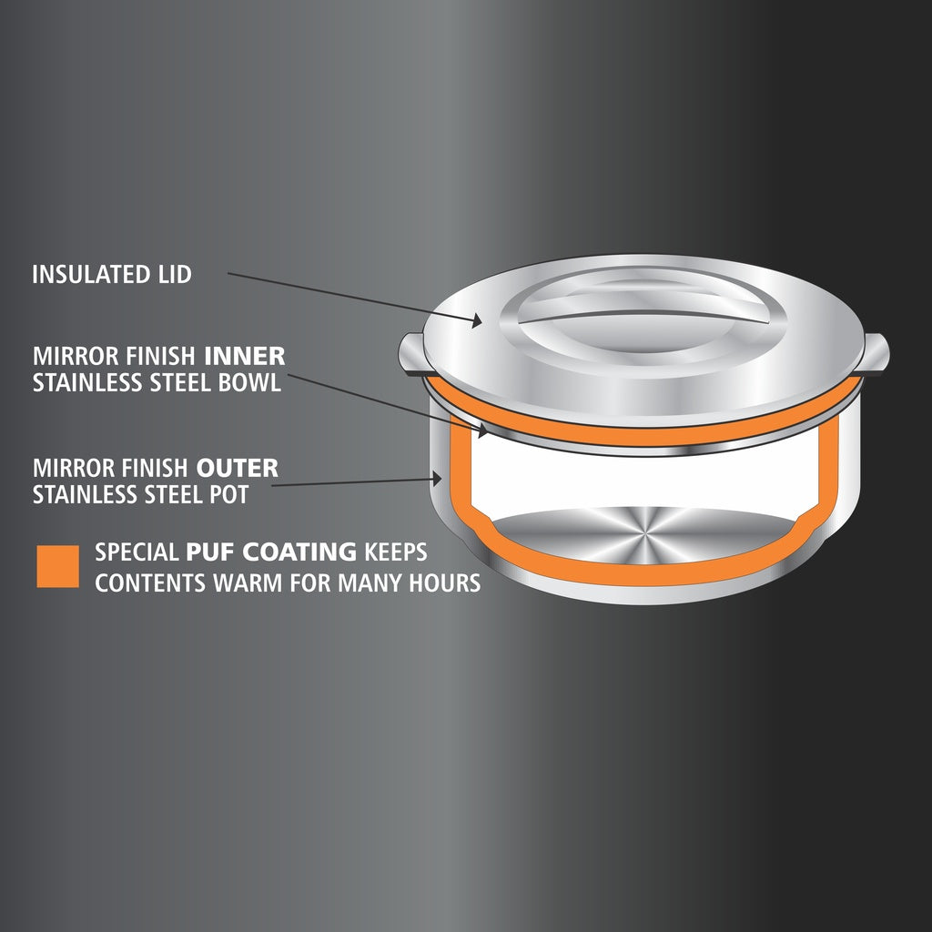NanoNine Hot Galaxy 1.4 L Double Wall Insulated Stainless Steel Casserole with Steel Lid.