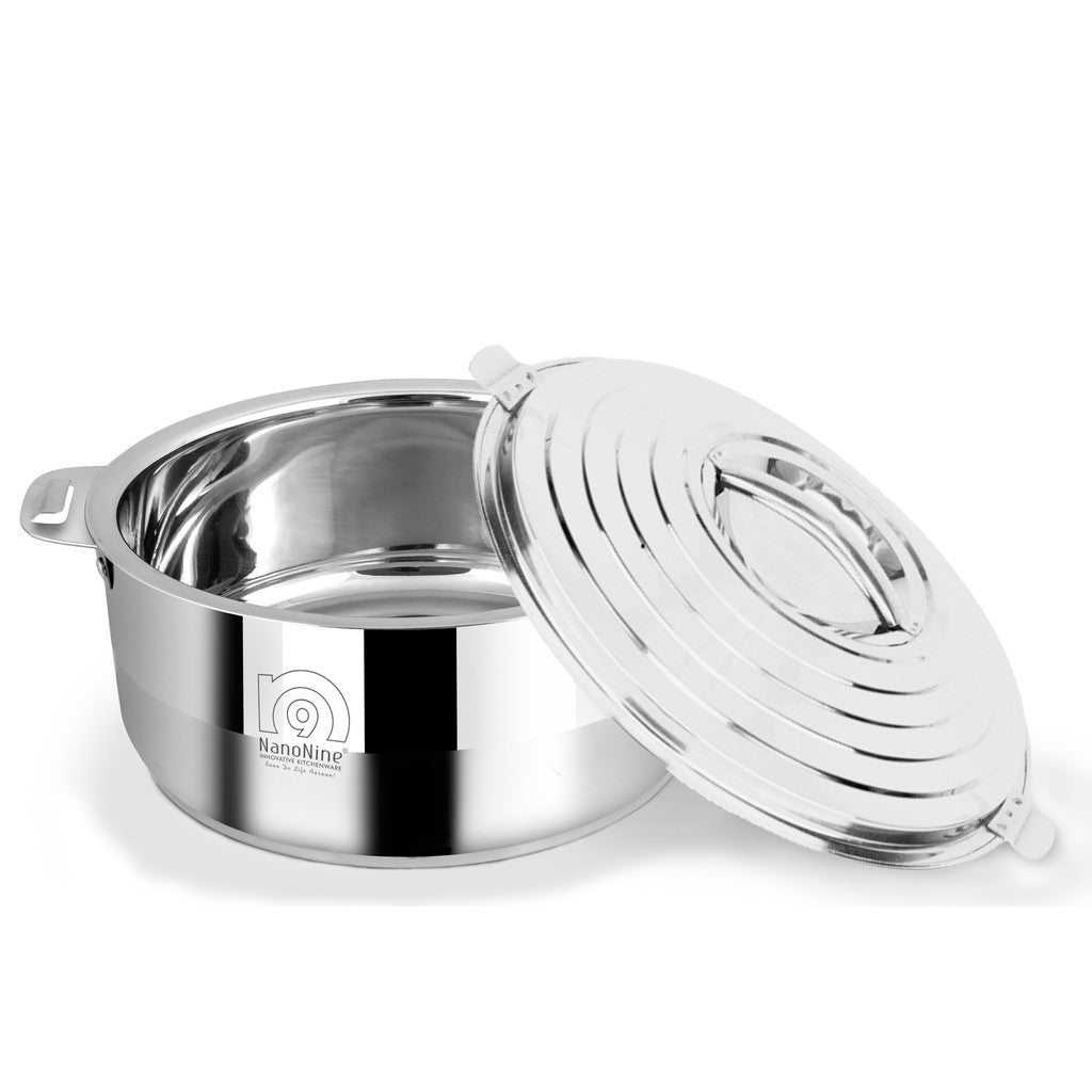 NanoNine Hot Galaxy 2.57 L Double Wall Insulated Stainless Steel Casserole with Steel Lid.